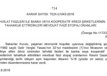 Döviz mevduatlarının vergisi %10’dan%18’e çıkartıldı