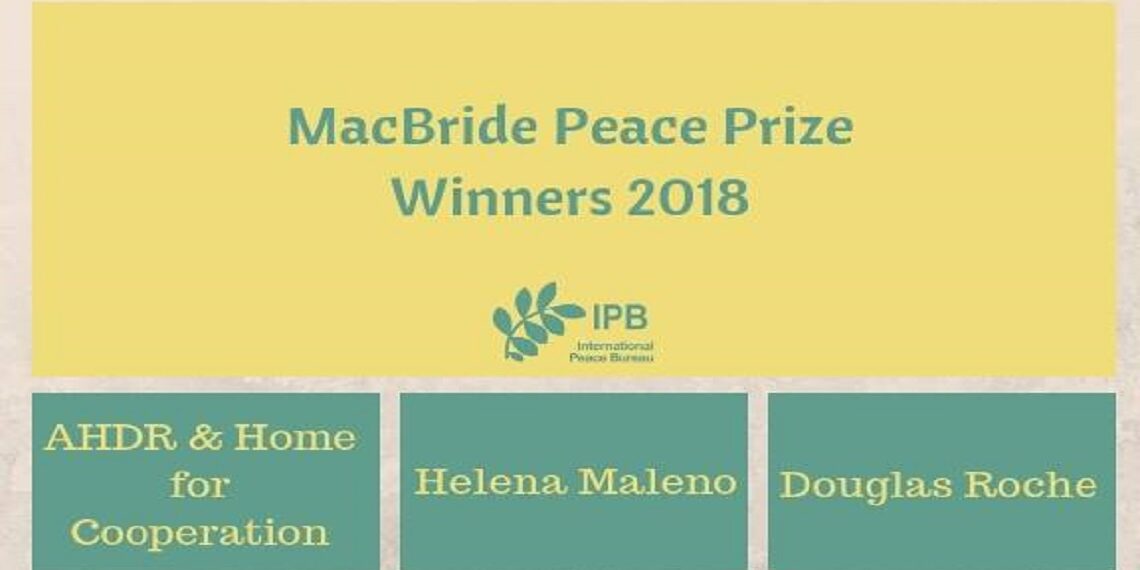 AHDR ve Dayanışma Evi 2018 Seán MacBride Barış Ödülü’nü Aldı